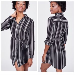 Noir Striped Belted Shirtdress
